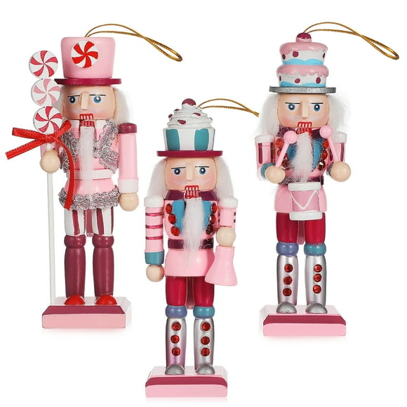 CIMAXIC Wooden Nutcracker 3pcs Nutcracker Christmas Decor Hanging Nutcracker Figurine Decorative Figure Indoor Christmas Decoration Xmas Ornaments,5.12"X1.38"X1.38"
