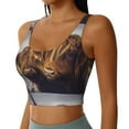 thumbnail image 2 of Goofa Yak Printed Sports Bras for Women, High Impact Running Bra Workout Crop Tank Tops Longline Sports Bra Push up-Large, 2 of 9