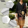 thumbnail image 5 of DISNIMO Flower Moon Printed Maxi Dresses for Women Loose V Neck Dress Lightweight 3/4 Sleeve Midi Dress Fashion Long Shift Dresses, L, 5 of 6