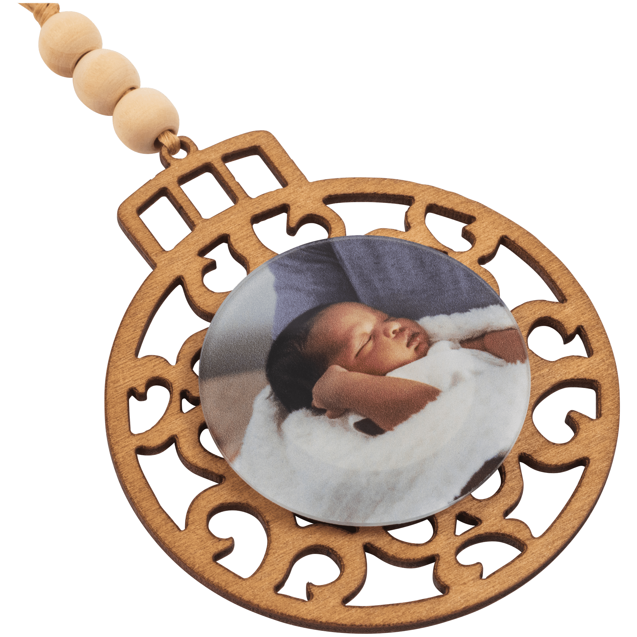 Beaded Wood and Acrylic Ornament