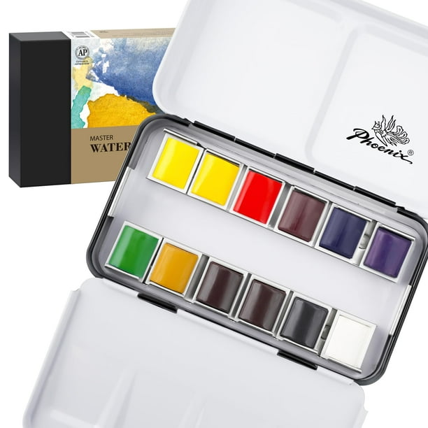 Set de pintura PHOENIX Professional, 12 colores, de media bandeja portátil