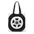 thumbnail image 1 of NUDECOR Sac Fourre-Tout en Toile Auto Roue de Voiture Noir et Jantes Monogramme de Pneu de Course Sac Réutilisable Épaule Courses, 1 of 1