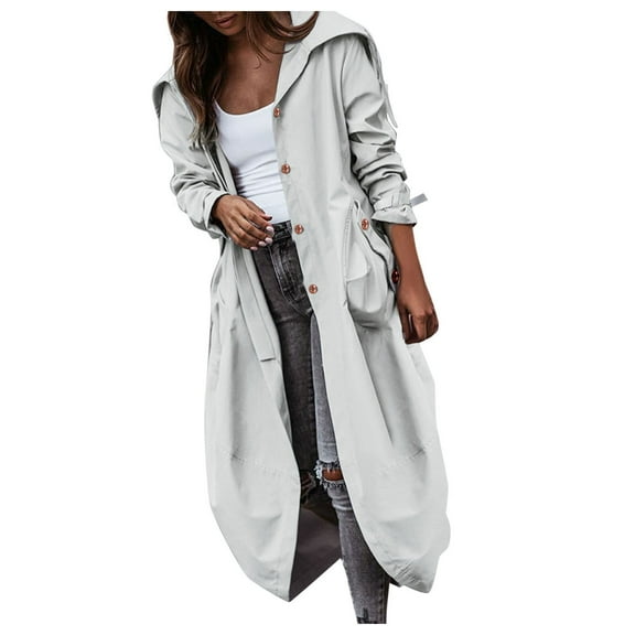 Women's Casual Lapel Collar Button Up Pocketed Long Shacket Coat Long Jackets