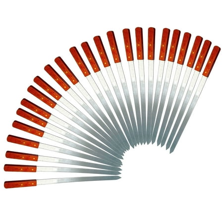 

Premium Large 23-Inch Stainless Steel Brazilian Barbeque Style BBQ Skewers (24 Pack 1 Inch Wide Skewers)