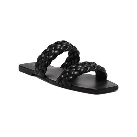 

INC Womens Black Braided Double Straps Petria Square Toe Slip On Sandals 8.5 M
