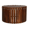 thumbnail image 2 of Myla 31 Inch Handcrafted Round Coffee Table with Vertical Planks, Iron Rivets, Dark Walnut Brown Acacia Wood- Saltoro, 2 of 7