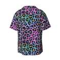 thumbnail image 6 of Lsque Rainbow Animal Skin print Men's Cuban Collar Short Sleeve Shirt Summer Beachwear Casual Button Down Fashionable Vacation Leisure Shirt-Medium, 6 of 7