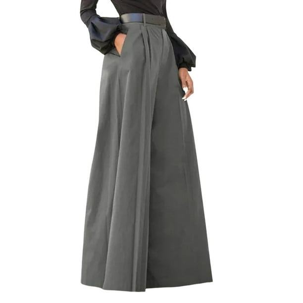 Pantalones palazzo de cintura alta y pierna ancha para mujer - Lino - Estampados - Verano