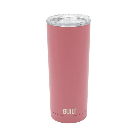 BUILT Gobelet à Double Paroi de 20 Onces en Acier Inoxydable Scellé sous Vide pour Café et Eau, Facile à Nettoyer avec Couvercle Tritan et Garde-Éclaboussures Rotatif, Rose (5286294)