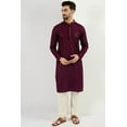 thumbnail image 2 of DWEEP SARA Mens Burgundy Viscose Rayon Resham Dhaga Sequence Solid Embroidered Long Straight Kurta and pant  For Men, 40, 2 of 5