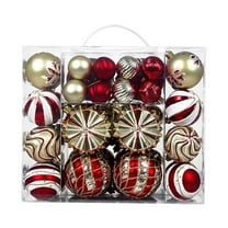 Mecorevxz 48Pcs 4/6/8cm Christmas Ornaments Set, Painted Irregular Metallic Plastic Christmas Hanging Balls Pendants Suitable for Xmas Tree Decor,Christmas Gifts(D)