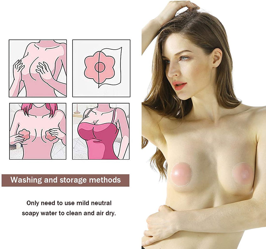 Nipple Breast Covers, 20Pairs Disposable Breast Pasties, Sticky Adhesive  Satin Nipple Stickers Petals, Invisible Bra Pads Nipple Pasties Busties  Boob
