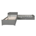 thumbnail image 5 of Euroco Pine Wood L-Shaped Twin Platform Bed with Trundle, 3 Beds in One for Bedroom, Trundle Bed with Drawers and Built-in Desk, Gray, 5 of 13