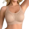thumbnail image 5 of No Underwire Bra Womens Comfort Breathable Adjustable Strap Push Up Wireless Bras for Older Women (38, Khaki), 5 of 8