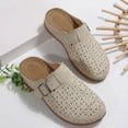 thumbnail image 3 of Hoshose New Summer Slide Wedge Slipper for Women Closed Toe Hollow Out Casual Outdoor Slip on Platform Slippers Soft Soled, 3 of 8