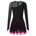 thumbnail image 6 of Kaerm Women's Girls Ice Skating Competition Dress Mesh Patchwork Layered Dance Leotard Dress Hot Pink M, 6 of 7