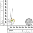 thumbnail image 2 of Gem Stone King Two Tone White Moissanite and Green Peridot `Forever in My Heart` Engraved Pendant Necklace for Women (1.34 cttw, Heart Shape 5MM, 18 inch Chain), 2 of 3