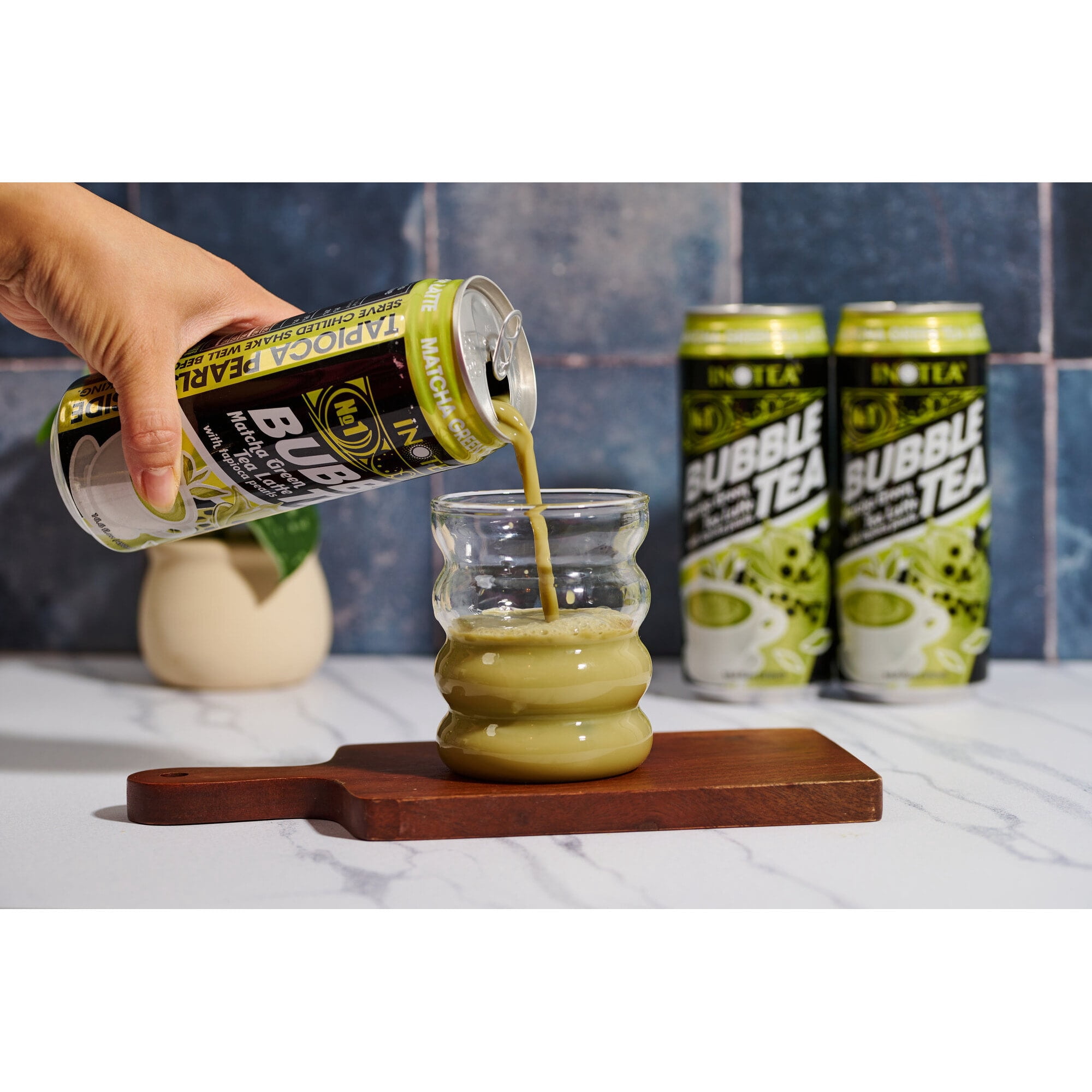 INOTEA Matcha Green Tea Latte Bottled Drink, 16.6 oz, 12 Bottles