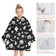 thumbnail image 6 of Black Halloween Ghost Pumpkin Pattern Blanket Hoodies for Kids 6-13YR Oversize Wearable Blanket Hoodies for Boys Girls Teens, 6 of 7