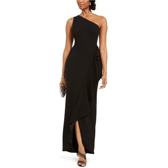 Adrianna Papell Vestido con volantes para mujer Vestido con un hombro negro 8 Adrianna Papell Gown,One Shoulder