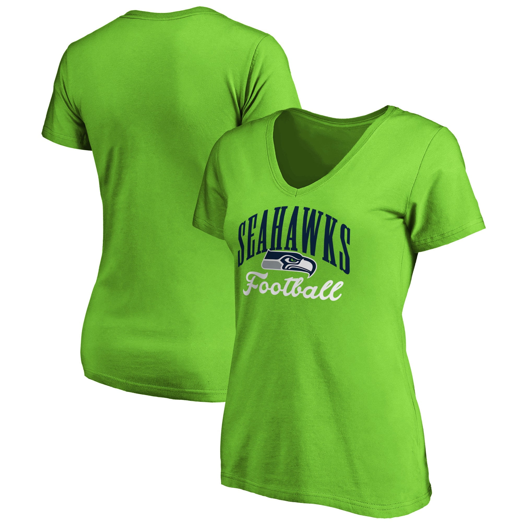 Seattle Seahawks Fanatics Branded Women's Team Color Victory Script V-Neck T-Shirt - Neon Green 