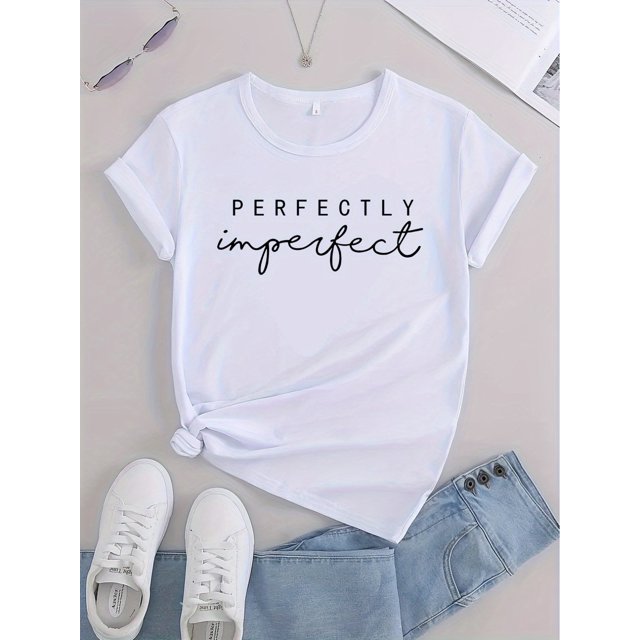 Women's Summer Letter Graphic Tee - Casual Round Neck Sports T-shirt Top