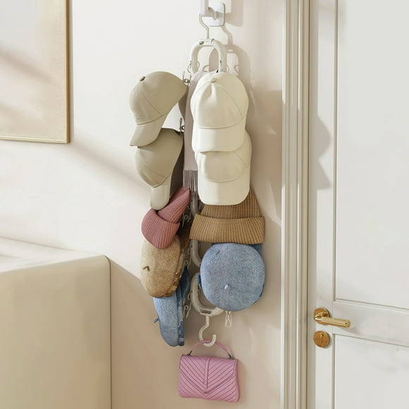 YIMWNYI Hat Hangers For Closet, Hat Organizer Rack, Baseball Caps Storage, Hanging Organizer for Hats, Efficient Space-Saving Solution, 12 Clips Design, Foldable and Portable, Versatile Hat Racks