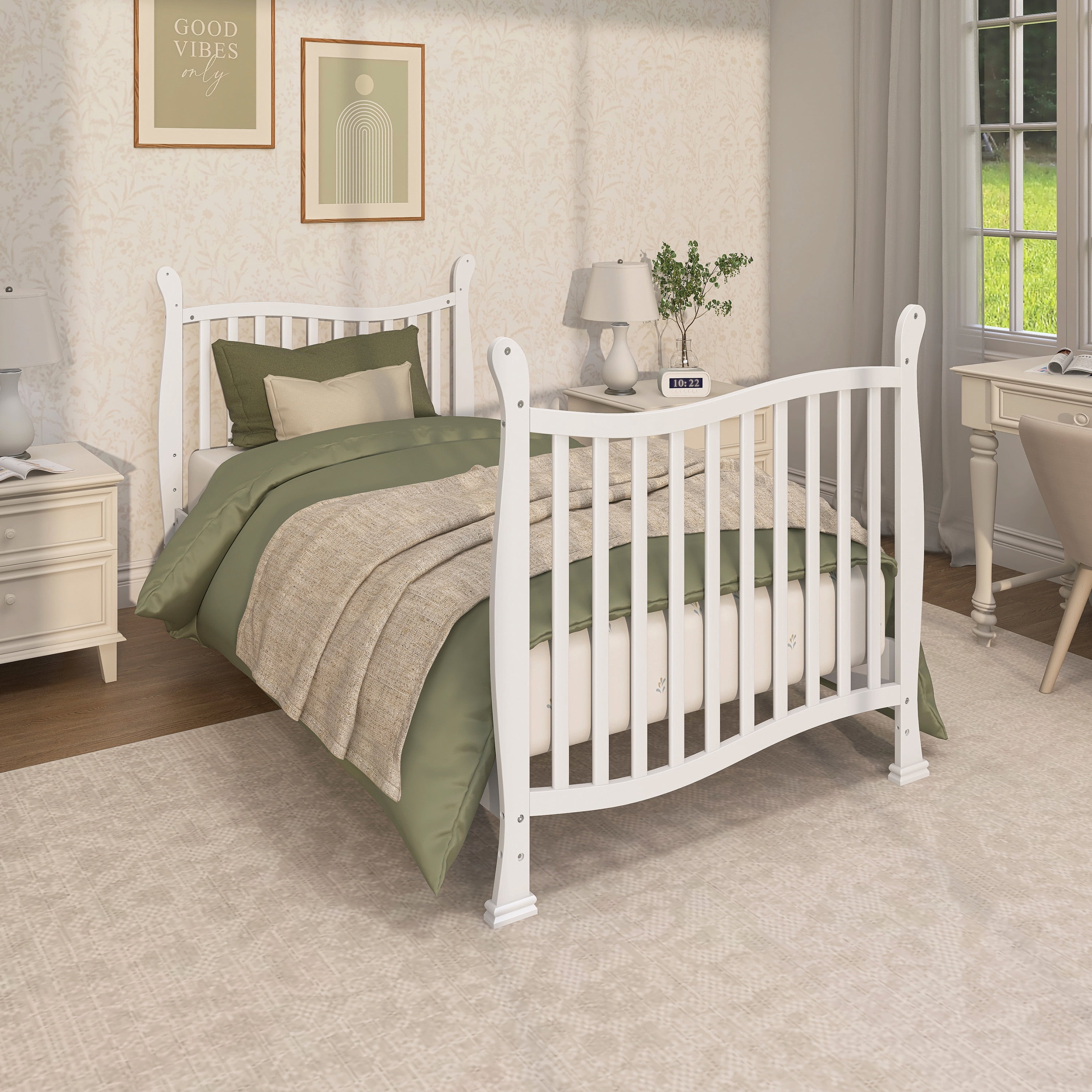 Piper 4 in 1 Convertible Mini Crib-Finish:White