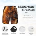 thumbnail image 3 of Sikiie Gold Flame Pattern Wolf Print Men's Double Layer Swimming Trunks, Adjustable Waistband and Pockets Sports Swimming Trunks, Beach Swimwear-XX-Large, 3 of 6