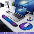thumbnail image 2 of -in- Mouse Pad with Wrist Rest Set Wrist Support Mouse Pad+Keyboard Gel Wrist Rest+Cup Pad Ergonomic Mouse Pad Relieving Wrist Pain Base Computer Mouse Pad for Home Office Games Galaxy, 2 of 7