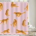 thumbnail image 4 of Pink Leopard Shower Curtain, Tropical Animal Cheetah Decor Bathtub Bath Curtain Set, Polyester Fabric Waterproof Bathroom Curtain with 12 Hooks, 4 of 6