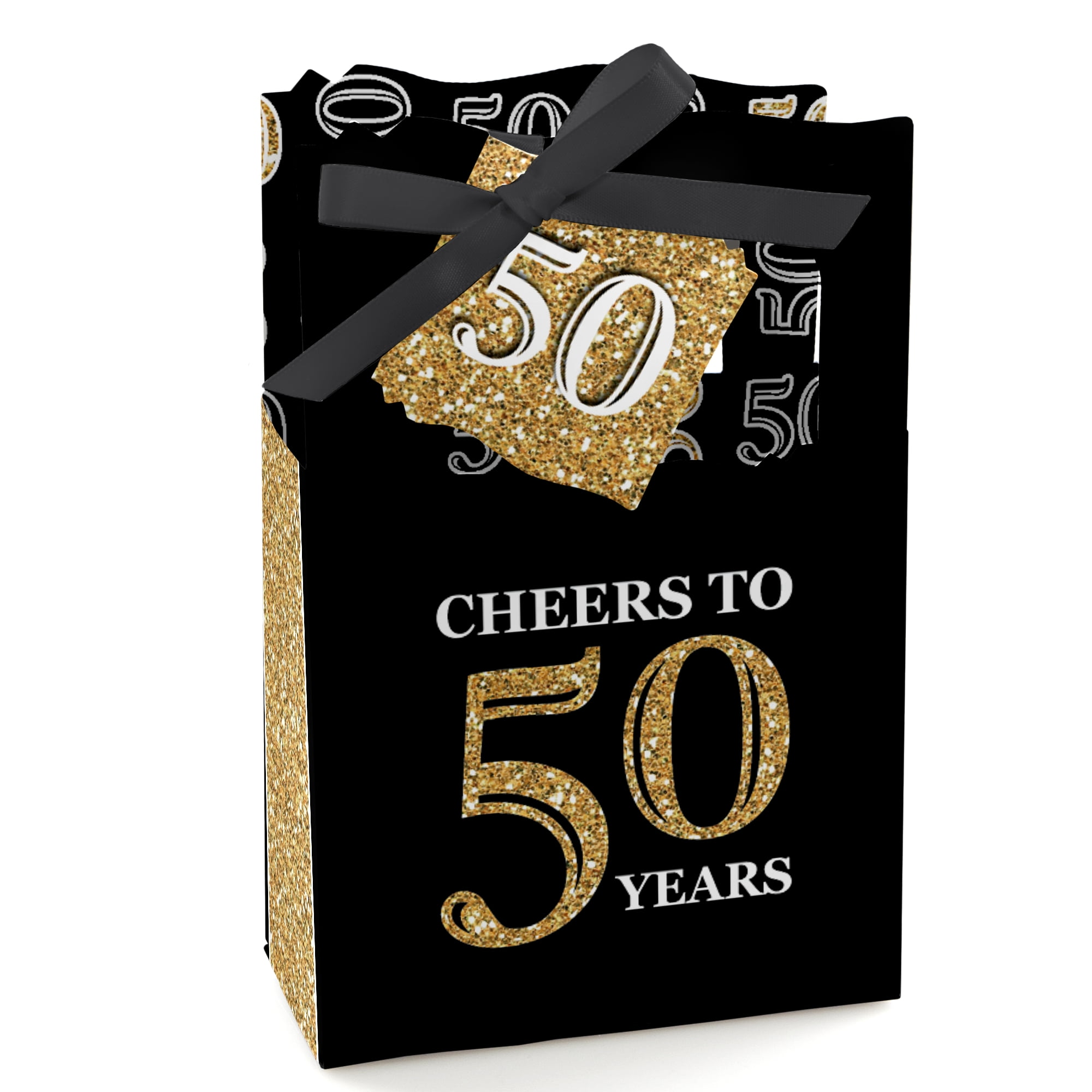 Happy 50th Birthday Gift Box in White with Gold Foil text
