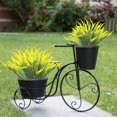 thumbnail image 4 of 10 Bundles Artificial Plants Outdoor Fake Grass with Flowers UV Resistant Greenery Garden Porch Window Box Decorating (White), 4 of 5