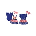 thumbnail image 2 of vera natura Baby Girl 4th of July Outfits Short Sleeve Romper + Eagle Suspender Skirt + Headband Set Clothes, 2 of 9