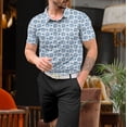 thumbnail image 4 of LA LEELA Men's Short Sleeves Collared Jersey Classic Fit Button Down Casual Daily T-Shirt Golf Polo Shirts for Men XXL Tropical, Blue, 4 of 6