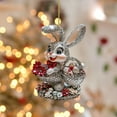 thumbnail image 4 of Sparkling Easter Bunny Ornament with Easter Eggs and Flowers for Spring Festivities, Made of Acrylic, 4 of 9