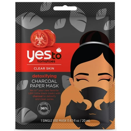 Yes To Tomatoes Detoxifying Charcoal Paper Mask Single Use Charcoal Face Mask 0.67 Oz