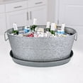 thumbnail image 3 of BREKX Aspen Oval Hammered and Smooth Beverage Tub with Tray, Rustproof, 3 of 6