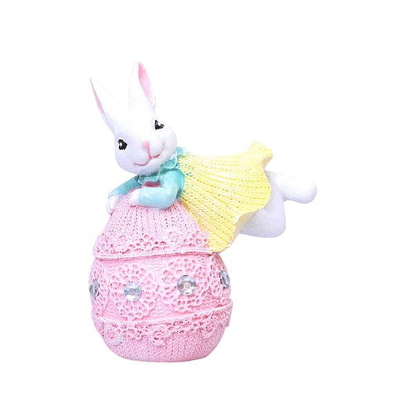 Easter Bunny Resin Desktop Ornament for Bookshelf Display 5.12 in x 3.54 in x 2.36 in Blue and Pink
