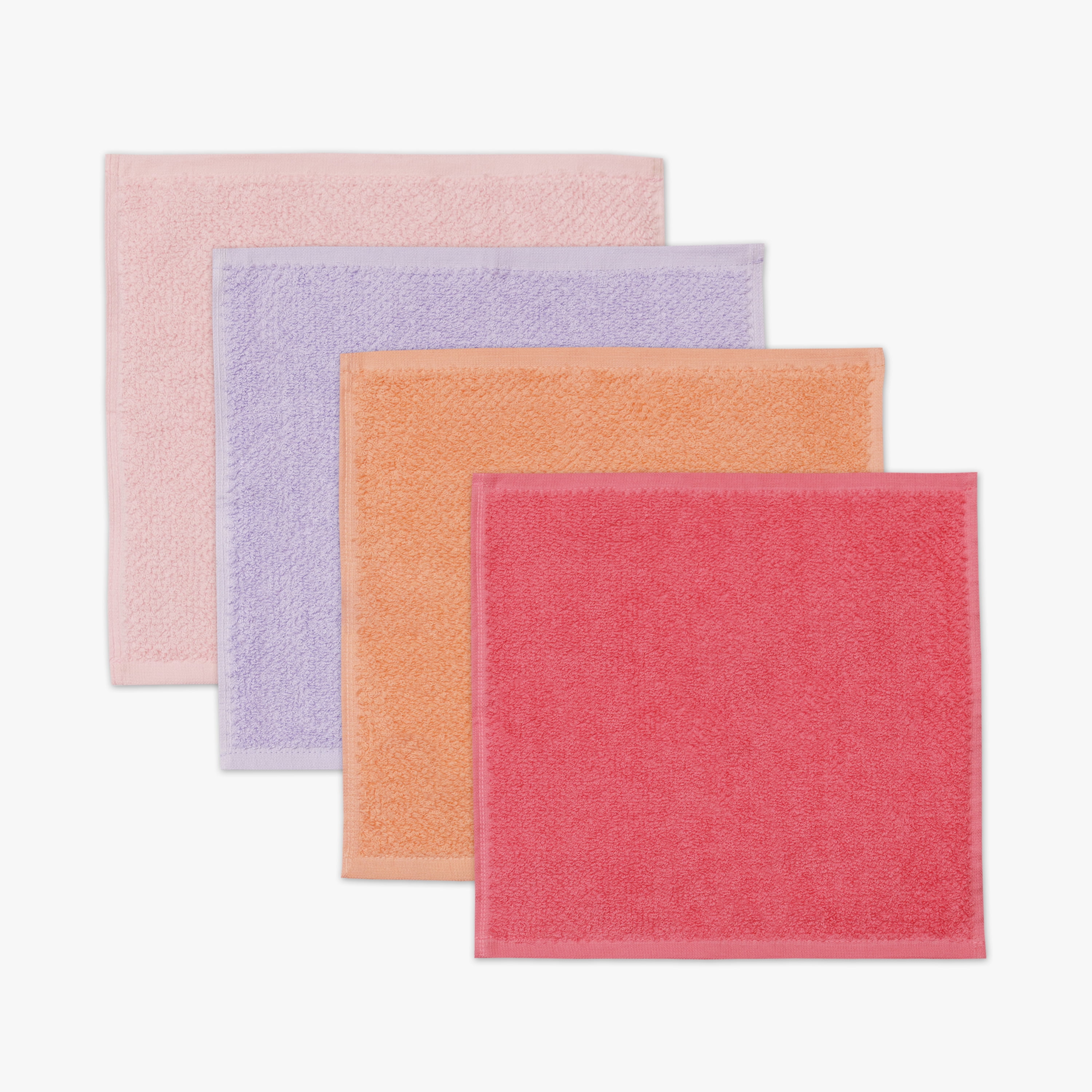 Your Zone Kids Washcloth Set, 8 Pack, Cotton Blend, Pink, Purple and Coral