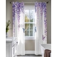 thumbnail image 4 of Wisteria Sheer Curtains 84 Inch Length 2 Panels Set for Living Room/Bedroom, Purple Flowers Butterflies Vintage Spring Kitchen Curtains Grommet Semi-Sheer Curtains Drapes Window Treatments 42"x84"x2, 4 of 7