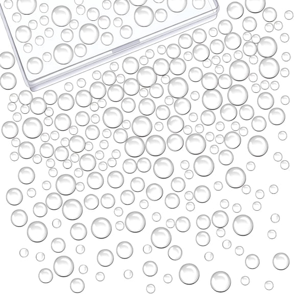XIBUFE 700 Pieces Clear Dewdrop Water Droplets Embellishments Dewdrop Simulation Embellishments Round Clear Waterdrop Resin Beads Scrapbooking Card with Storage Box for Diy Crafts Paper Making