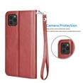 thumbnail image 6 of iPhone 12 Mini Case, iPhone 12 Mini 5.4" Wallet Case, iPhone 12 Mini PU Leather Case, Tekcoo 5 Card Slots Holder Purse Carrying Folio Flip Cover [Detachable Magnetic Hard Case] Kickstand - Wine Red, 6 of 8
