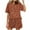 Brown, variant on Women's Summer Trendy Print Pajama Set -2 Piece Set, Soft, Cosy & Easy Care, Elastic Waist Shorts with Pocket, Multiple Colors for Cozy Home Wear