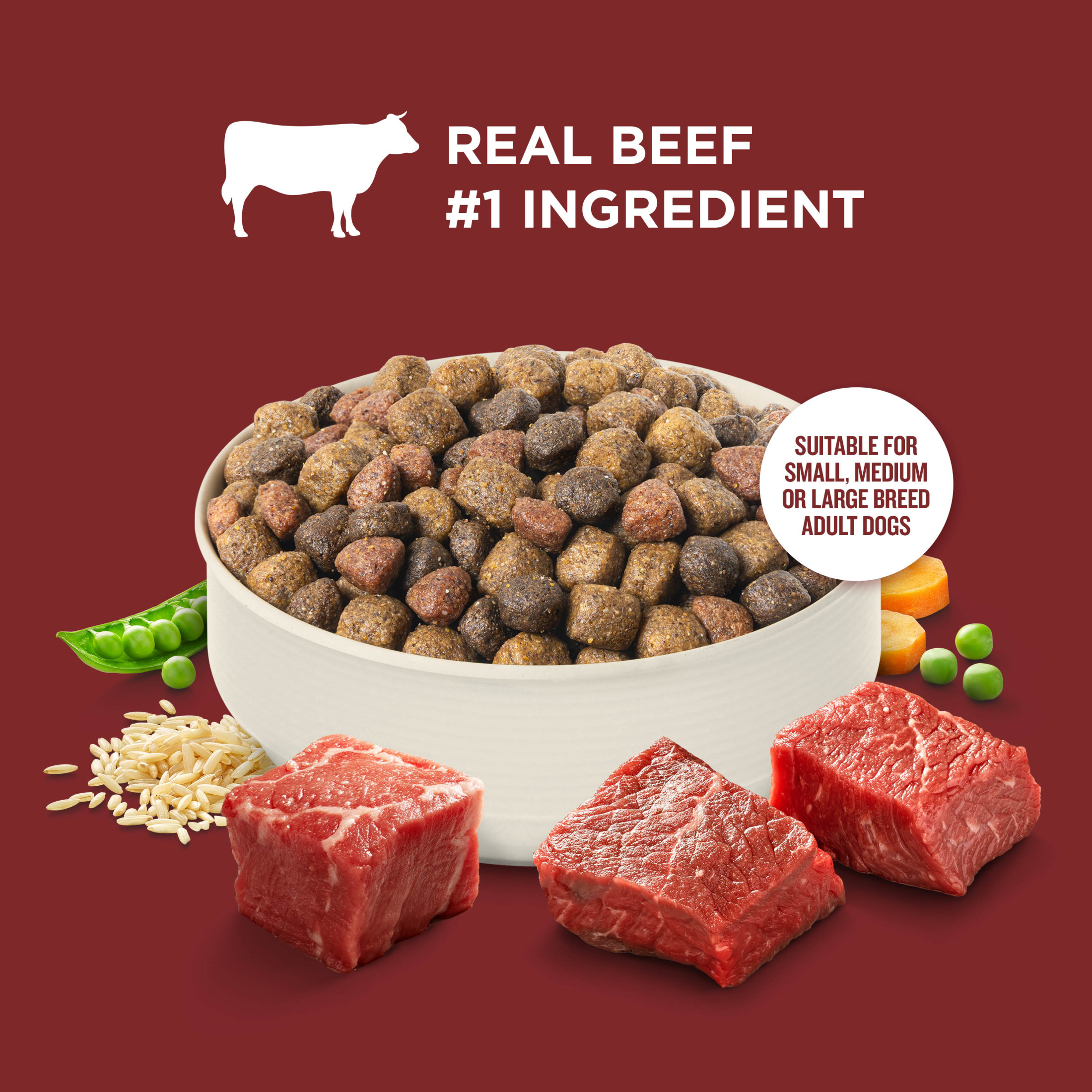 Nutrish Adult Dry Dog Food Real Beef, Pea & Brown Rice, 5 Lb photo 4
