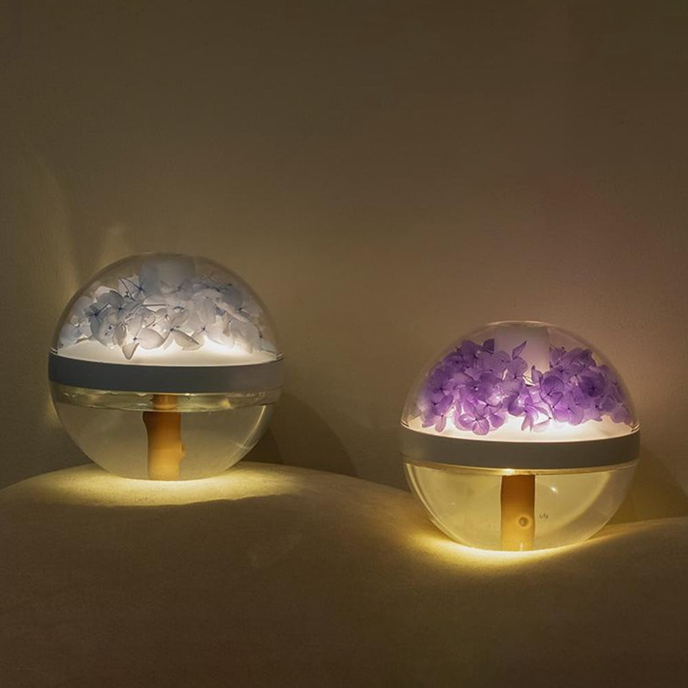 RAPOBRIX Preserved Flower Portable Humidifier - 270ml Cool Mist Essential Oil Diffuser with Night Light