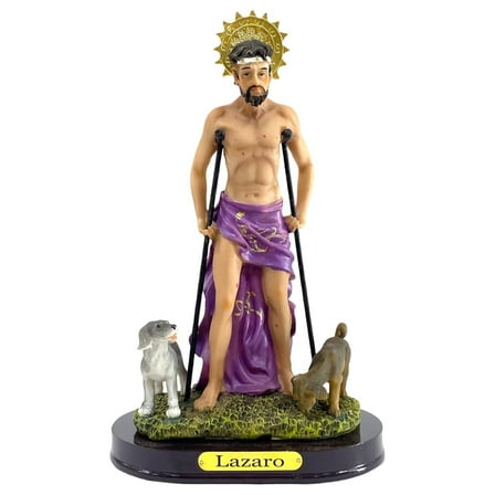 8" Inch Multicolored Resin Saint Lazarus Statue Figurine Imagen San Lazaro Santo Religious Gift Art