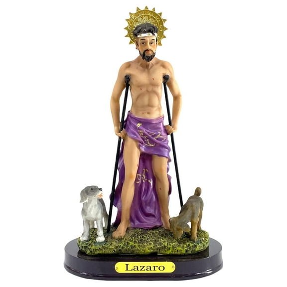 8" Inch Multicolored Resin Saint Lazarus Statue Figurine Imagen San Lazaro Santo Religious Gift Art