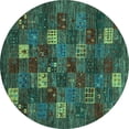 thumbnail image 1 of Ahgly Company Machine Washable Indoor Round Abstract Turquoise Blue Contemporary Area Rugs, 5' Round, 1 of 4