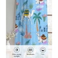 thumbnail image 6 of Desert Landscape Sheer Curtains 54 Inch Length 2 Panels Set for Living Room/Bedroom, Cute Camels Palm Trees Houses Leaves Blue Kitchen Curtains Grommet Semi-Sheer Curtains Window Treatments 42"x54"x2, 6 of 7